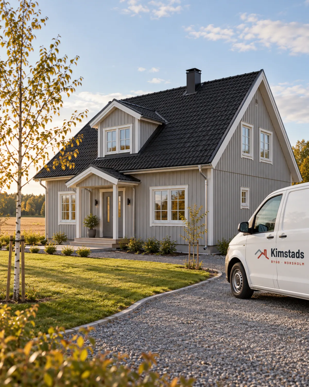 Nybyggd villa på landet utanför Norsholm